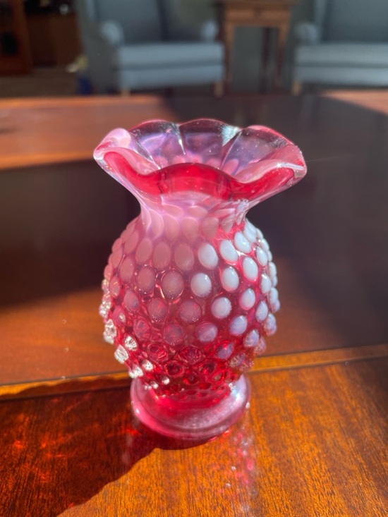 Fenton Other - Fenton Cranberry Opalescent mini bud vase